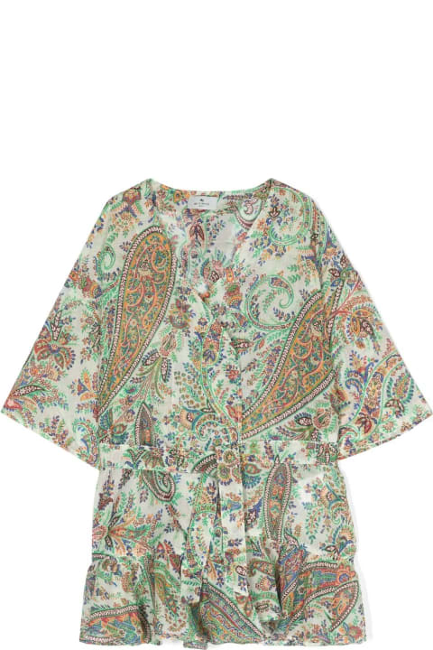 Fashion for Kids Etro Wrap Dress With Multicolored Paisley Motif