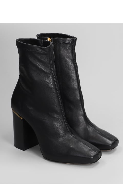 ウィメンズ ブーツ Chloé Ambre High Heels Ankle Boots In Black Leather
