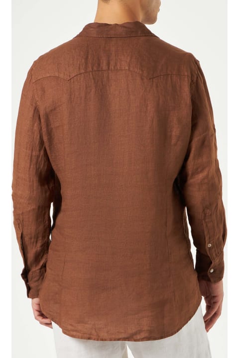 Homeware MC2 Saint Barth Man Brown Linen Shirt
