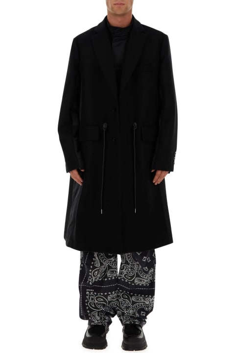 Sacai Coats & Jackets for Men Sacai Black Wool Coat