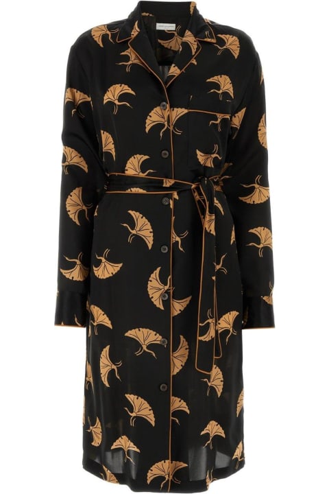 Dries Van Noten Coats & Jackets for Women Dries Van Noten Abstract Printed Satin Midi Dress