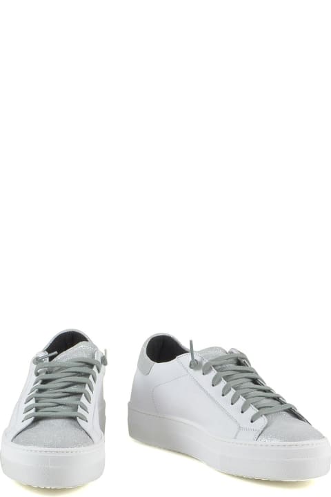 White/silver Leather Women's Sneakers