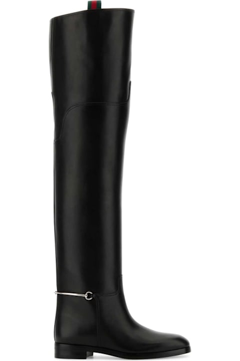 Gucci Shoes for Women Gucci Black Leather Over-the-knee Boots