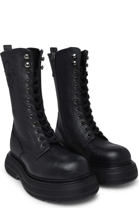 Chiara Ferragni Boots for Women Chiara Ferragni 'ghirls' Black Hammered Leather Amphibious Boots