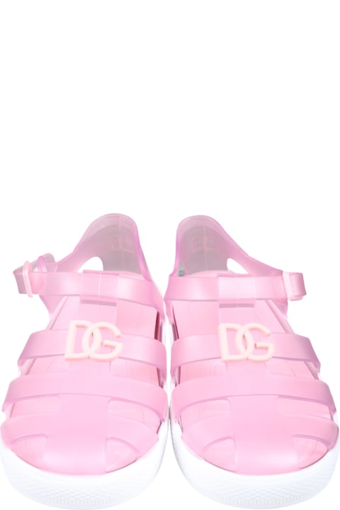 Shoes for Girls Dolce & Gabbana Pink Sandals For Girl With Logo