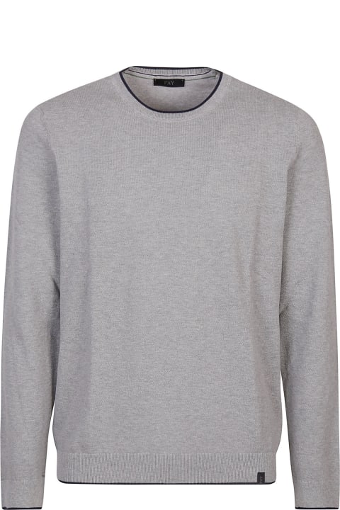 Fay Sweaters for Men Fay Round Neck Piquet Sweater