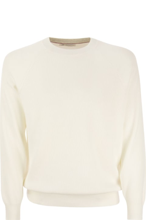 Brunello Cucinelli Sweaters for Men Brunello Cucinelli Cotton Rib Sweater With Raglan Sleeve