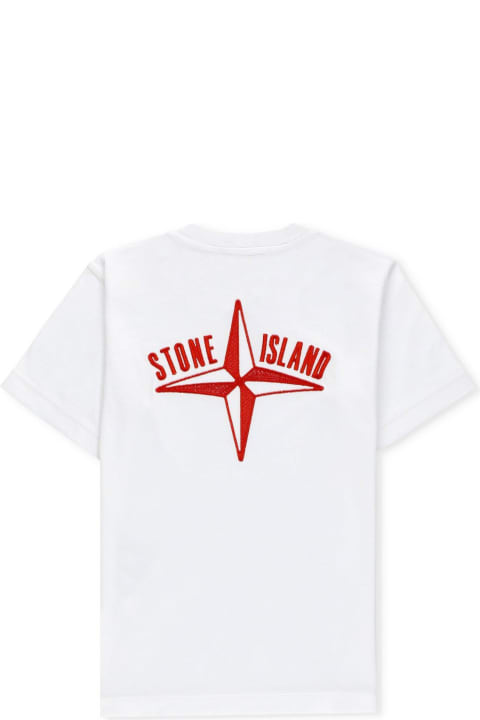 Stone Island Junior T-Shirts & Polo Shirts for Girls Stone Island Junior Logo-embroidered Crewneck T-shirt