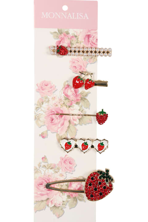 Accessories & Gifts for Girls Monnalisa Set Of Hair Clips For Girl With Strawberries