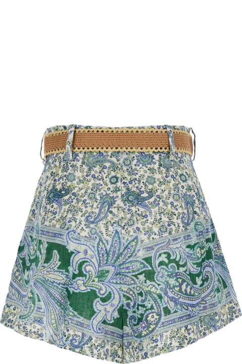 Zimmermann Pants & Shorts for Women Zimmermann Multicolor Shorts With Floral Print In Linen Woman