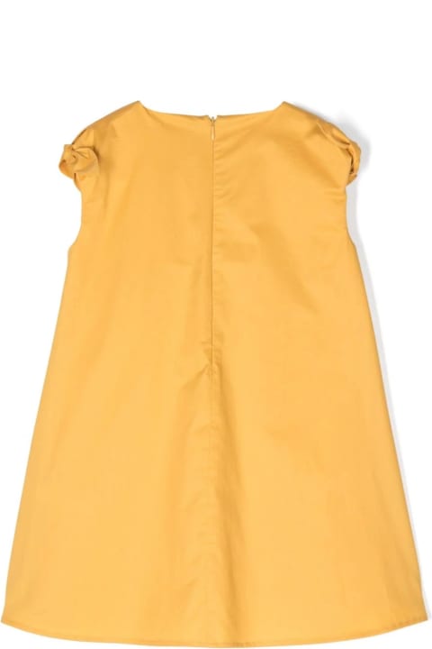 Dresses for Girls Il Gufo Curcuma Yellow Stretch Poplin Dress With Ribbons