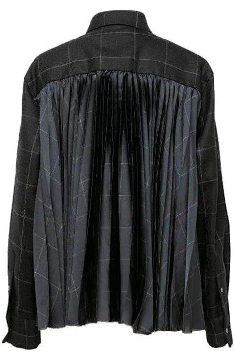 Sacai ملابس علوية لـ السيدات Sacai Windowpane Pleated Shirt