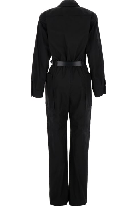 Jumpsuits for Women Saint Laurent Black Jumpsuit With Pockets And Belt In Cotton Woman