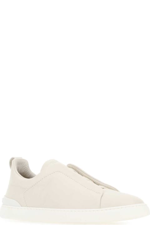 Sneakers for Men Zegna Ivory Leather Slip Ons