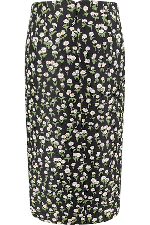 Gucci for Women Gucci Crêpe Jacquard Midi Skirt With Floral Pattern