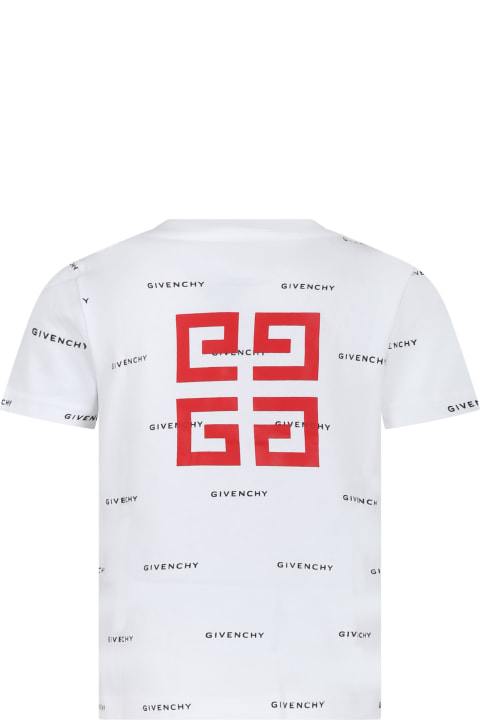ボーイズ Tシャツ＆ポロシャツ Givenchy White T-shirt For Boy With All-over Logo