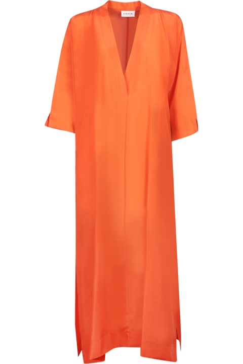 Fashion for Women Parosh Parosh Orange Habotai Midi Dress