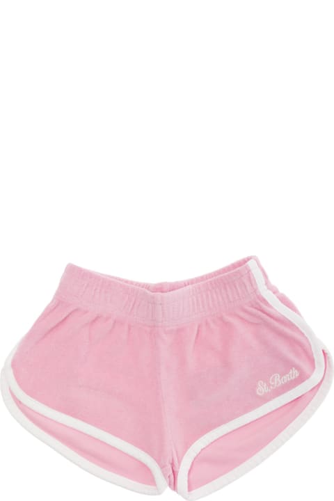 Fashion for Kids MC2 Saint Barth Pink Shorts With Logo Lettering Embroidery In Cotton Blend Girl