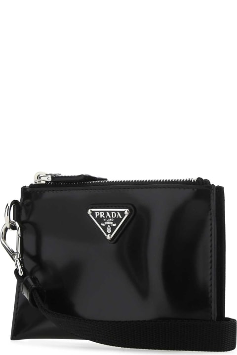 Bags for Men Prada Black Leather Pouch