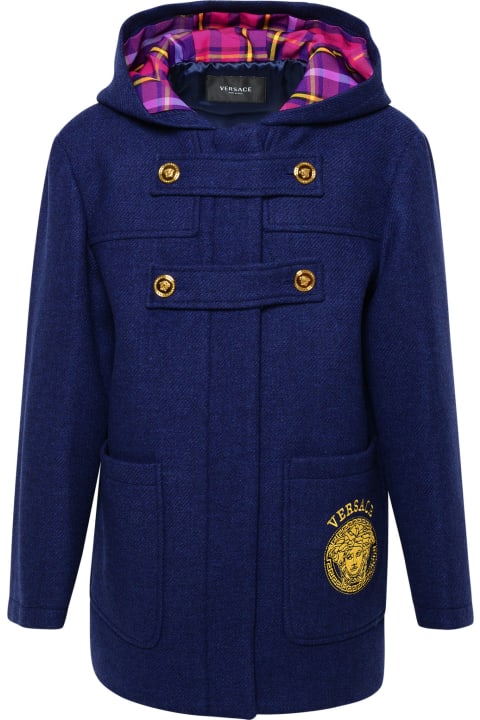 Fashion for Kids Versace Blue Wool Coat