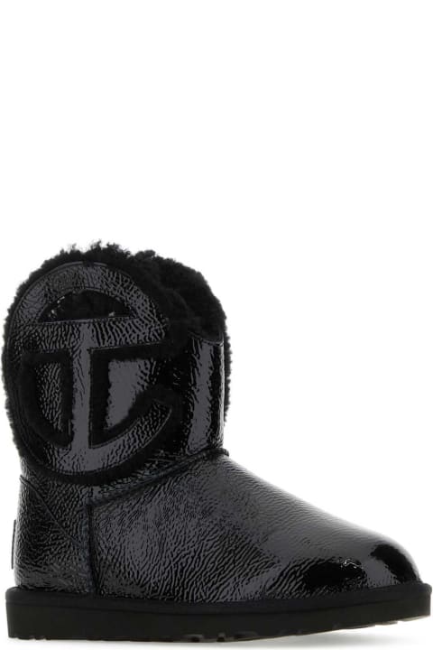 ウィメンズ新着アイテム UGG Black Leather Ugg X Telfar Logo Mini Crinkle Ankle Boots