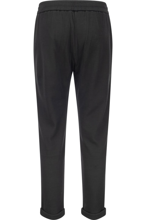 Cotton-silk Fleece Trousers With 'shiny Pocket'