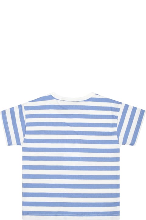 ベビーボーイズ Petit BateauのTシャツ＆ポロシャツ Petit Bateau Light Blue T-shirt For Baby Boy With Stripes