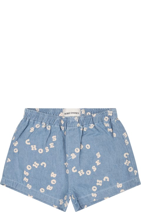 ベビーボーイズ Bobo Chosesのボトムス Bobo Choses Blue Shorts For Baby Boy With Logo