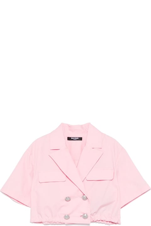 Balmain Shirts for Girls Balmain Camicia Crop Rosa