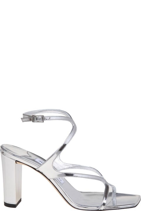 Jimmy Choo Sandals for Women Jimmy Choo Mirror Effect Leather Sandal Silver Color