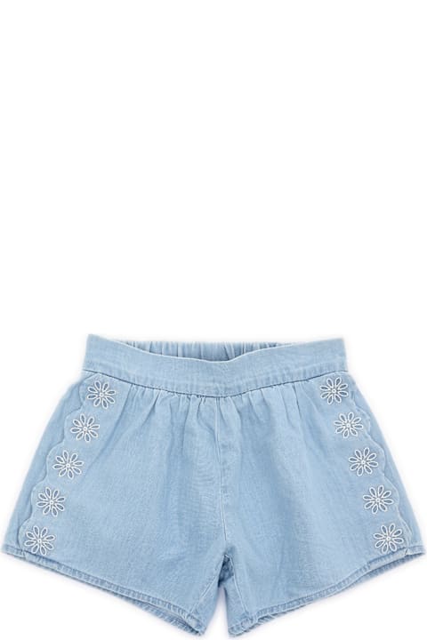 Homeware Chloé Shorts 100% Organic Cotton Light Denim. Fancy Scallop " Pattern Finish At Leg Bottoms. Elasticated Waist At Back. Gold Color Chlo Branded Buttons. Ton