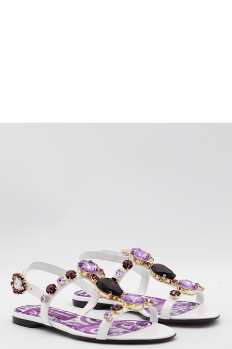 Homeware Dolce 
Gabbana White And Violet Leather Sandals