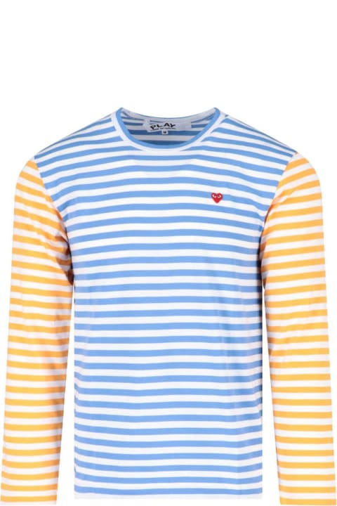 Topwear for Men Comme des Garçons Striped Patch Logo T-shirt