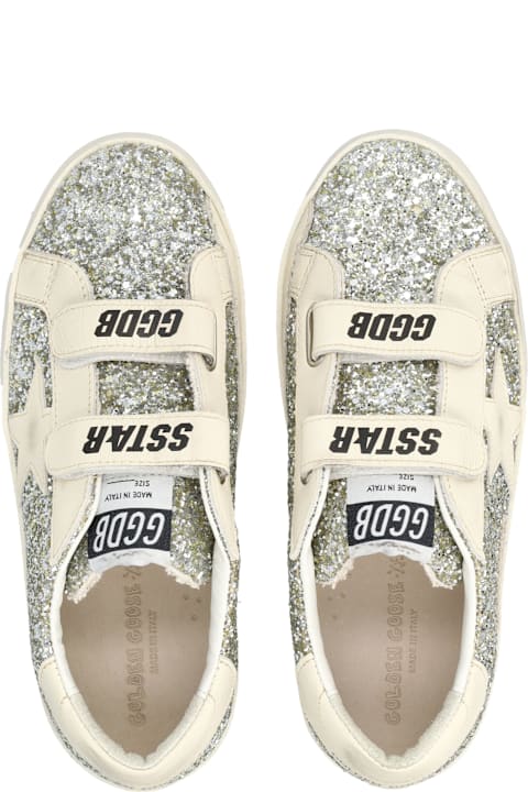 Homeware Golden Goose Golden Goose Kids Old School Glitter And Leather Sneakers