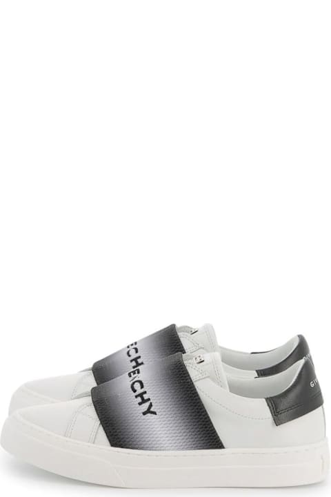 Givenchy Shoes for Boys Givenchy Black And White Low Top Sneakers With Contrasting Band With Logo Lettering In Leather Boy