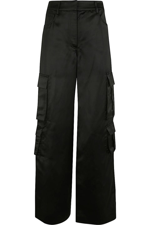 self-portrait Pants & Shorts for Women self-portrait Black Satin Cargo Trouser