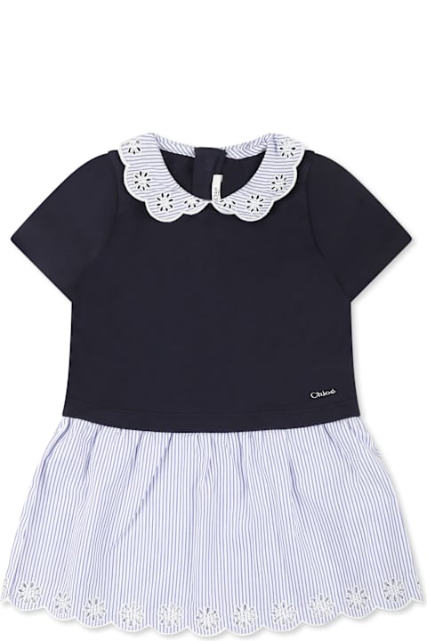 Sale for Baby Girls Chloé Blue Dress For Baby Girl With Logo