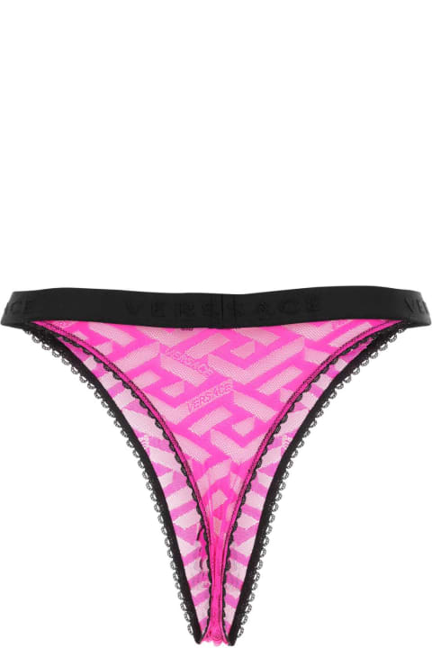 Underwear & Nightwear for Women Versace Fuchsia Stretch Lace Thong