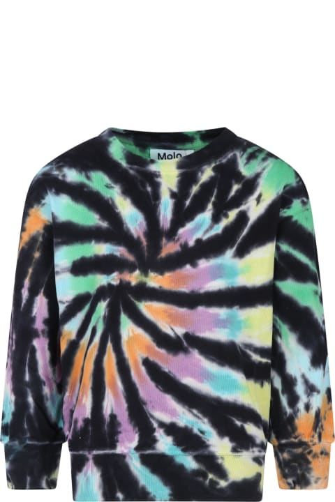 Molo for Kids Molo Black Sweatshirt For Boy With Tie-dye Print