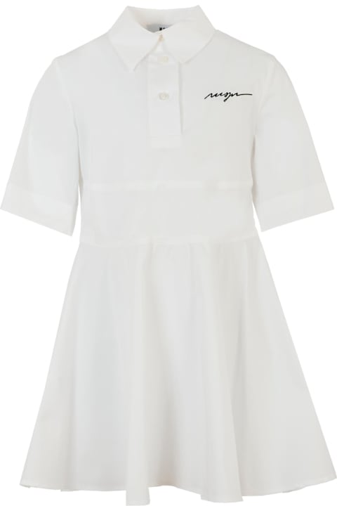 Homeware MSGM White Dress For Girl With Logo