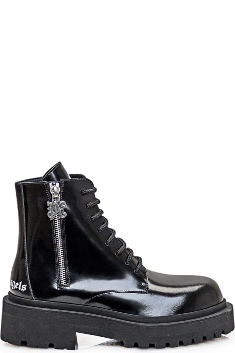 Palm Angels Boots for Women Palm Angels Combat Boots In Black Leather