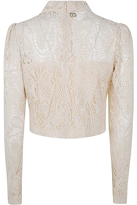 TwinSet for Women TwinSet Macramé Lace Cropped Blouse