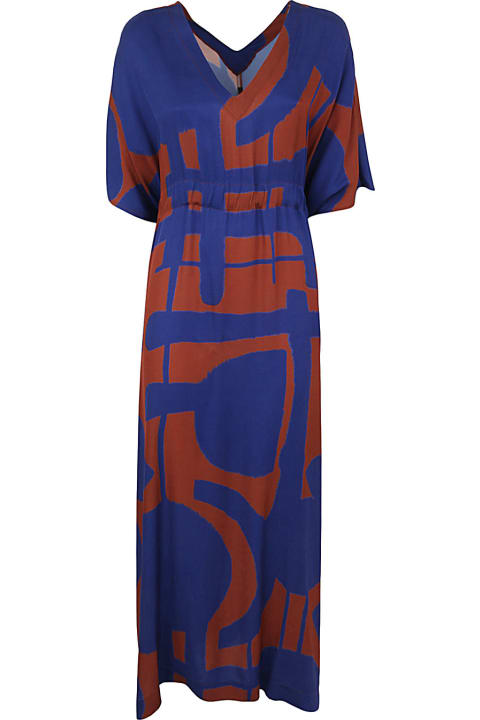 Long V-neck Dress With Coulisse