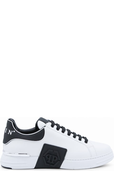 Philipp Plein for Kids Philipp Plein White And Black Leather Sneakers