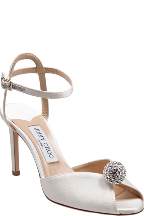 Jimmy Choo Sacora Satin Sandal With Crystal Ball