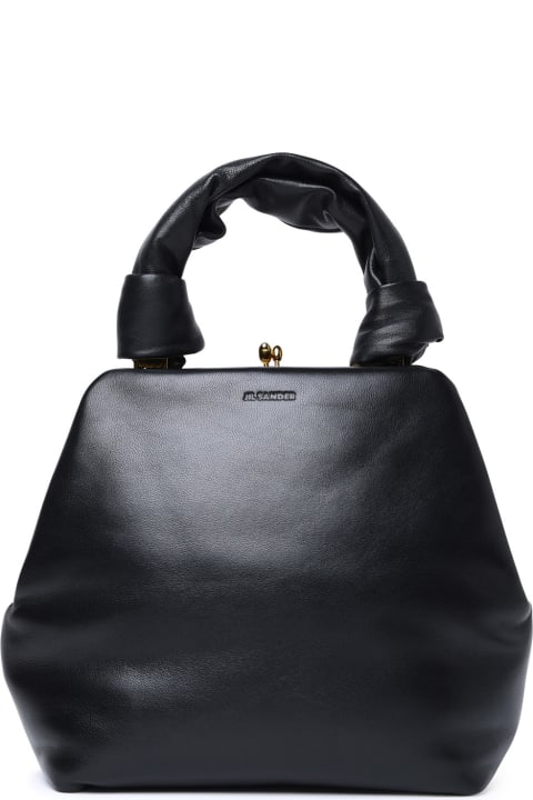 Jil Sander Totes for Women Jil Sander 'goji Square' Small Black Leather Bag