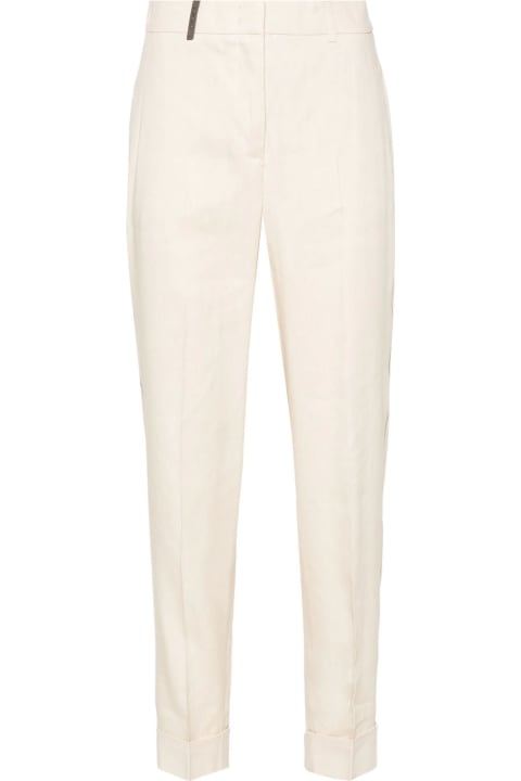Pants & Shorts for Women Peserico Sand Beige Linen Blend Trousers