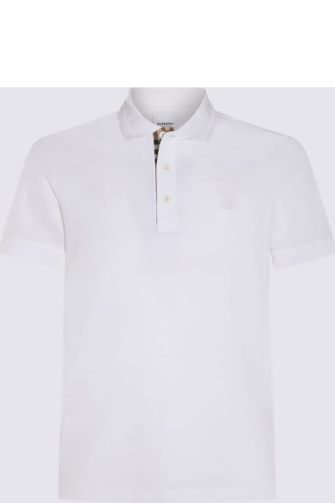 Topwear for Men Burberry White And Archive Beige Cotton Polo Shirt