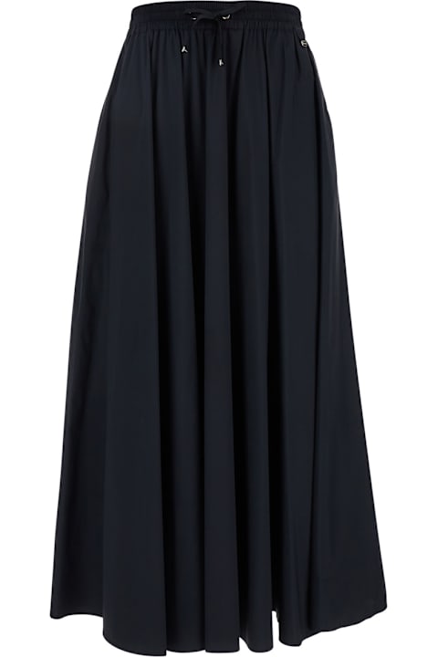 Homeware Herno Black Skirt With Elastic Drawstring Waist In Tech Fabric Stretch Woman