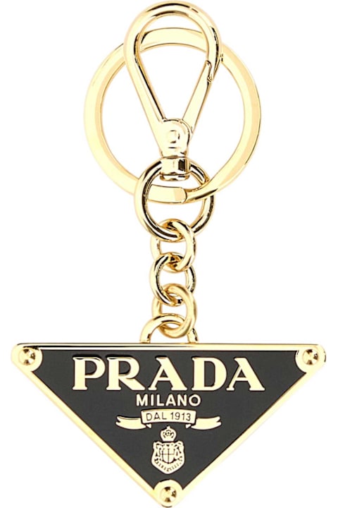 Keyrings for Women Prada Black Metal Key Ring